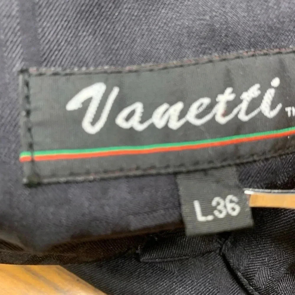 Mens Black Shirt L/36 Vanetti‎ Button Front H47